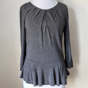 Heather Gray Peplum Quarter Sleeve Jersey Top